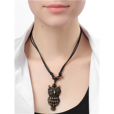 Кулон на шнурке «Филин», коричнево-чёрный на чёрном шнурке, 80 см