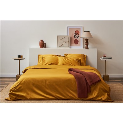 Комплект постельного белья из премиального сатина горчичного цвета из коллекции Essential, 200х220 см