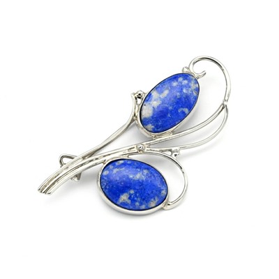 Брошь лазурит "Веточка" 54*28мм.