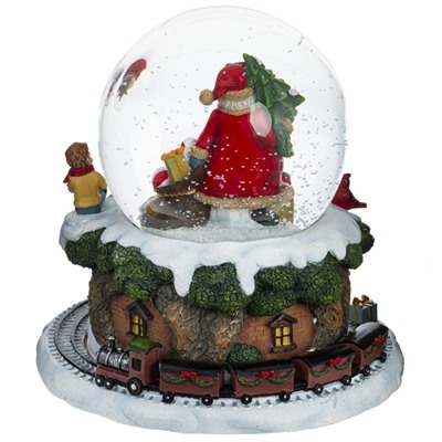 GAEM Фигурка декор в стекл шаре "Санта" (муз с ключ, движ), D 10 см, L15 W15 H15 см