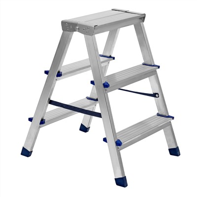Стремянка двусторонняя 3 ступени, алюминиевая, Сибртех