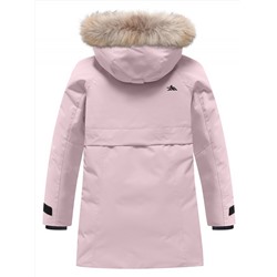 Парка зимняя подростковая для девочки с капюшоном и мехом розового цвета 9534R
