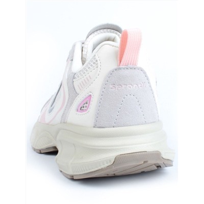 05-P256-3 BEIGE/PINK Кроссовки женские (искусственные материалы, сетка)