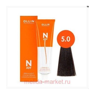 OLLIN "N-JOY" 5/0 - светлый шатен, перманентная крем-краска для волос 100мл