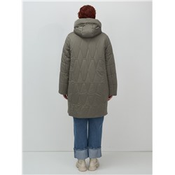 Пальто зимнее утепленное женское большого размера светло-коричневого цвета 7699SK