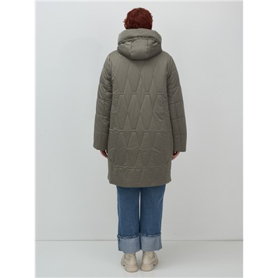 Пальто зимнее утепленное женское большого размера светло-коричневого цвета 7699SK