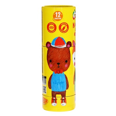 Карандаши 12 цветов «JUMBO» Каляка-Маляка, в тубусе с точилкой, утолщенный грифель, круглый пластиковый корпус