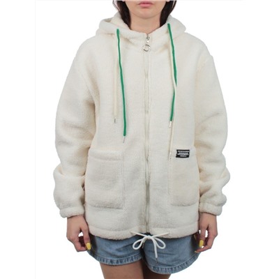 1006 MILK WHITE Куртка плюшевая демисезонная (65% хлопок, 35% полиэстер) оверсайз 44-54