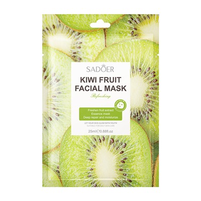 Тканевая маска для лица с натуральным экстрактом киви SADOER Kiwi Fruit facial mask, 25 мл