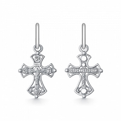 Крест из серебра литье белый