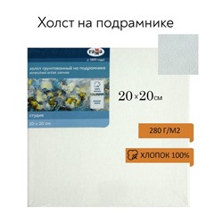 Холст на подрамнике «Гамма. Студия», хлопок 100%, 20×20×1.8 см, акриловый грунт, мелкозернистый, 280 г/м²
