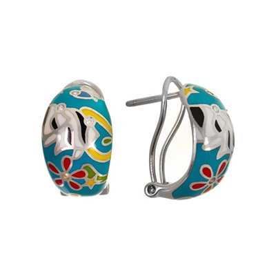 Серьги 'Аквариум' с цветной эмалью ТДСН.480ЭМ1.41
