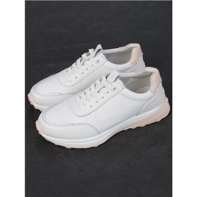 05-HY23-2D WHITE/PINK Кроссовки женские (натуральная кожа)