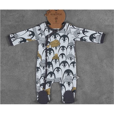 Комбинезон 6-9 месяцев для Младенцев Pingu Antrasit 6-9 Ay Baskılı Tulum - EcoCotton