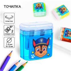 Точилка пластиковая с контейнером, двойная, МИКС, Щенячий патруль