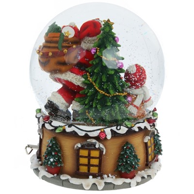 GAEM Фигурка декор в стекл шаре "Санта" (муз с ключ), D 15 см, L15 W15 H19 см