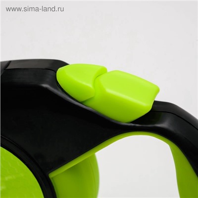 Рулетка «Пижон» светоотражающая, 5 м, до 25 кг, трос, прорезиненная ручка, зелёная