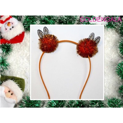 Ободок детский новогодний ОБ22 модель 2 цвет золотистый