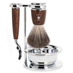 Muhle RYTMO  4-teiliges Rasierset Esche dunkel Gillette Mach3  Бритвенный набор RYTMO из 4 предметов темно-пепельный Gillette Mach3