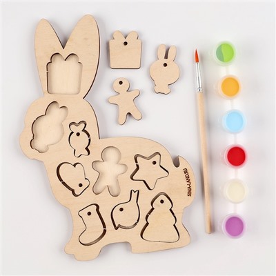 Роспись по дереву «‎Новый год у зайки»‎‎, набор для творчества