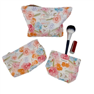 Fresh cute capacious organizer bag, handheld cosmetic bag to go out, travel bag, liner, floral print