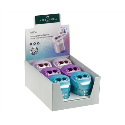 Точилка пластиковая Faber-Castell "Sparkle" 2 отверстия, контейнер, ассорти