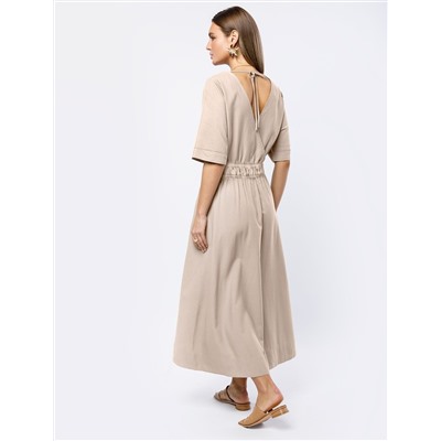 Платье из плотного лиоцелла с поясом на резинке