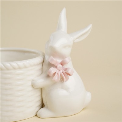 Конфетница SL Home «Лесные кролики», 15×9×12.5 см, фарфор, белая