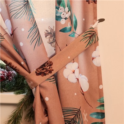 Комплект штор для кухни с подхватами «Этель» Fir branches, 145×180 см - 2 шт., габардин
