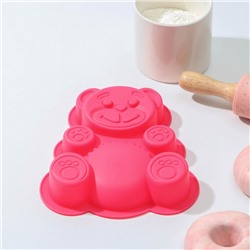 Форма для выпечки Доляна «Мишка», силикон, 17.5×15×3 см, МИКС