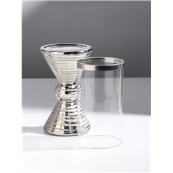 Подсвечник на 1 свечу «Зазеркалье. Зебра», керамика, стекло, d=7.5 см, серебро, 9.5×9.5×29 см