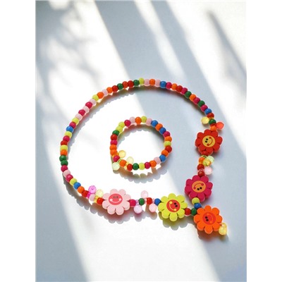 Набор детских украшений Выбражулька «Весёлые цветы ромашки», 2 предмета: кулон, браслет d=5 см