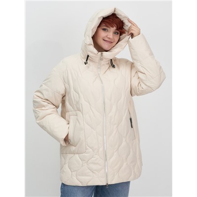 Куртка женская демисезонная с капюшоном бежевого цвета 1140B
