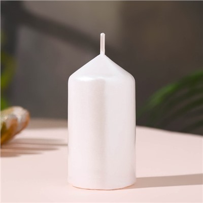 Набор свечей «Столбик», 4 шт., перламутровый, 7×3.8 см