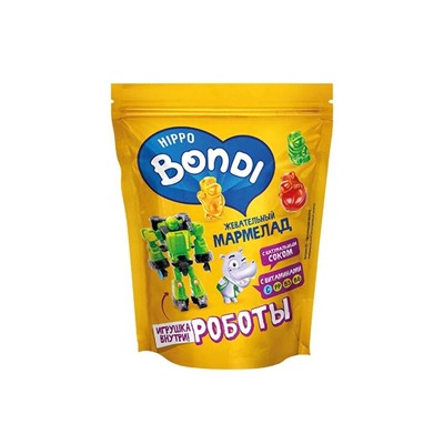 «HIPPO BONDI & FRIENDS», мармелад жевательный с игрушкой «Роботы», 100 г