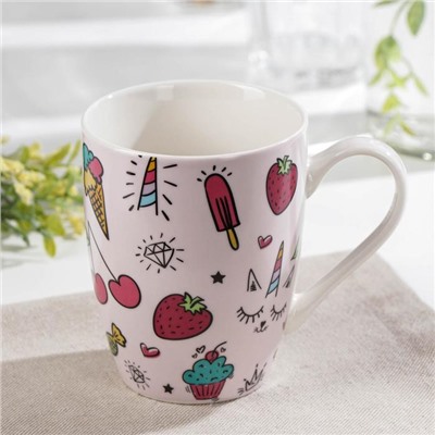 Кружка Доляна «Сладости», 350 мл, фарфор, розовая