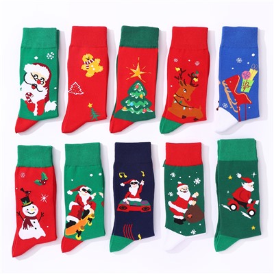 Haichin Tide, Christmas brand trend socks, mid-length, European style