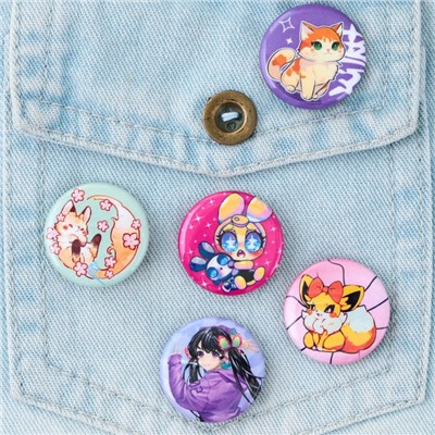 Значок металлический, закатной «Аниме», d=2.5 см, МИКС