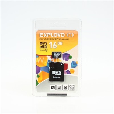 Карта памяти MicroSD 16GB Exployd К10 (с адаптером)