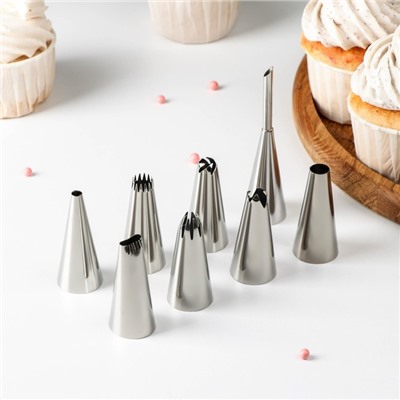 Набор насадок кондитерских KONFINETTA, 2.5×5.3 см (для начинки - 9×2.5 см), 8 шт.