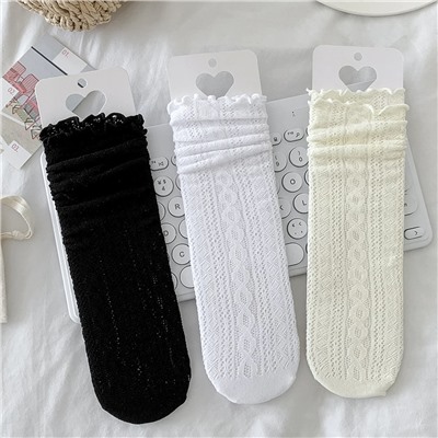 Summer thin colored lace socks, mid-length