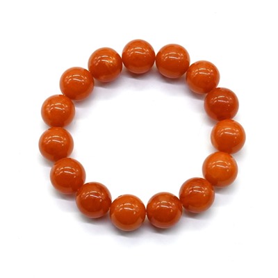 Браслет из янтаря шарик 14мм карамельный