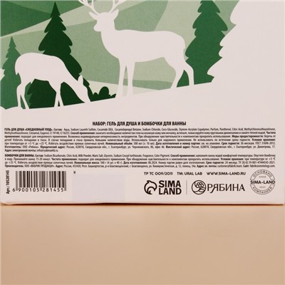 Подарочный набор новогодний женский «Снегопад чудес»: гель для душа 300 мл и бомбочки для ванны 4×40 г, URAL LAB