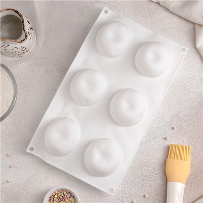 Форма для муссовых десертов и выпечки Доляна «Яблоко», силикон, 29×17×5.5 см, 6 ячеек (d=6 см), белая