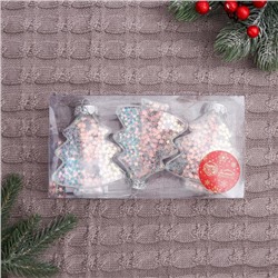 Ёлочные игрушки 3 шт. «Новогодние фантазии» ёлочки, 8×9 см, прозрачный