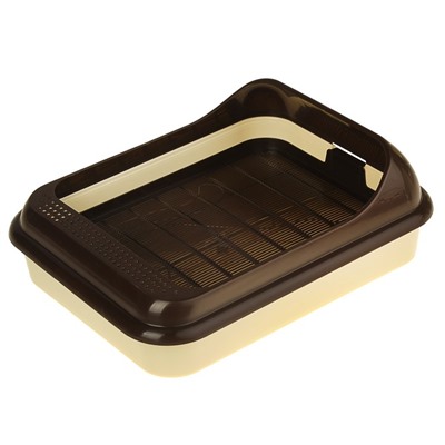 Туалет «Верный Друг» для кошек, с решёткой, 45×36×15 см, слоновая кость