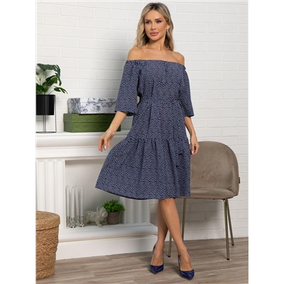 Платье с поясом Дафна (синее) П15523-8М