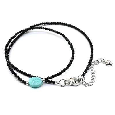 Чокер из шпинели с подвеской из амазонита, 38см