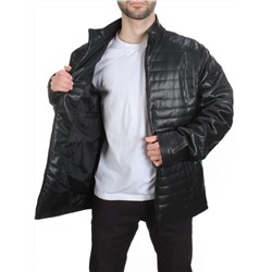 125-6 BLACK Куртка из эко-кожи мужская (50 гр. синтепон)