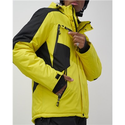 Горнолыжный костюм мужской зимний желтого цвета 02381J